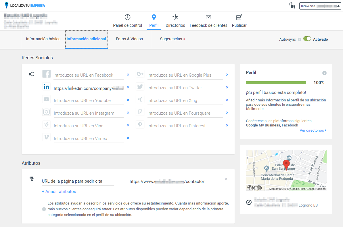 Perfil de Localiza mi empresa